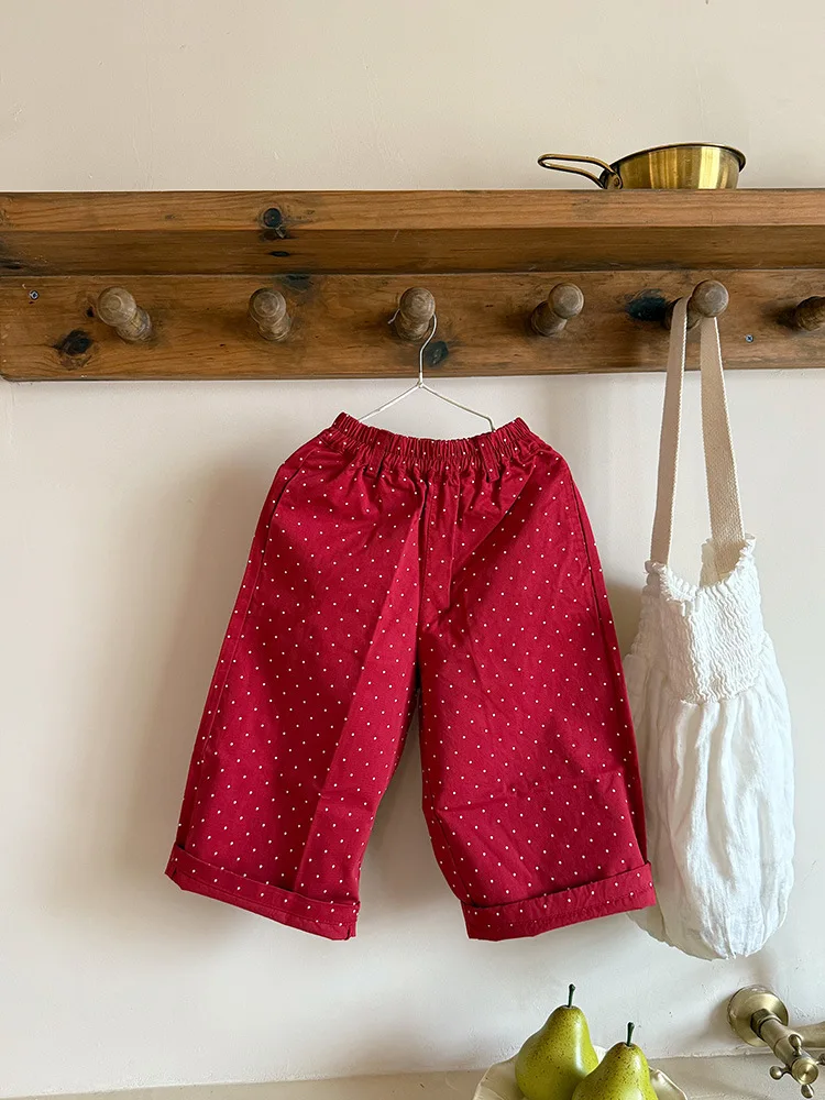 2025 Autumn New Children Loose Trousers Cotton Girls Polka Dot Casual Pants Boys Harem Pants Kids Straight Pants Baby Clothes 38 Sab121280fd0f4f498270bc0d0e4482c88