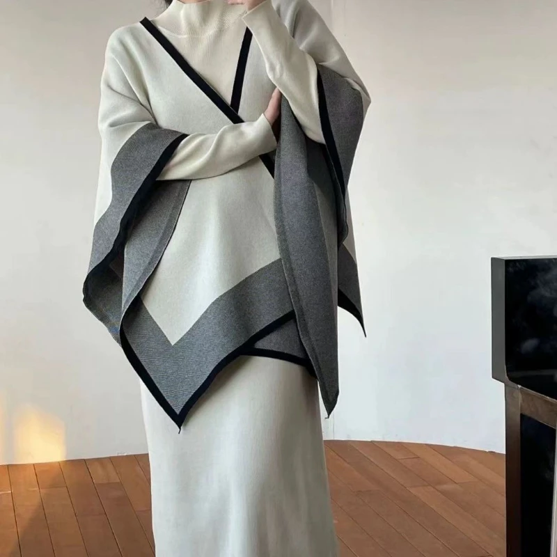 QIWN Knitted Women Two Piece Set Contrast Color Tops Half Turtleneck Dress New Arrival Autumn Chic Dresses Sets Ropa Mujer
QIWN Knitted Women Two Piece Set Contrast Color Tops Half Turtleneck Dress New Arrival Autumn Chic Dresses Sets Ropa Mujer