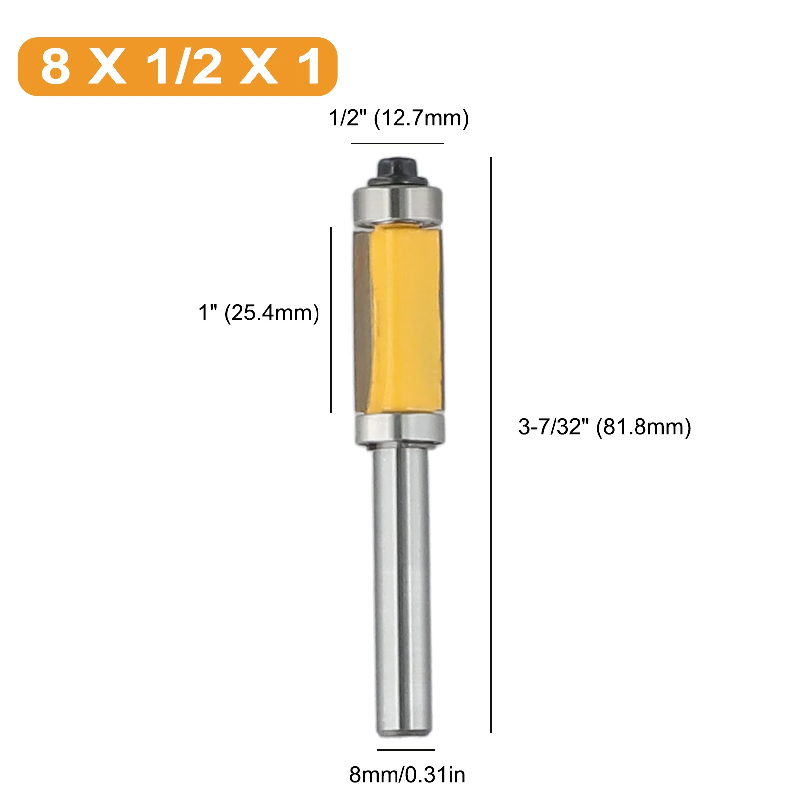 8mm Router Bit Straight Trim Bearing Pattern Double Bearing High-quality Milling Cutter Router Bit 8mm Shank New
8mm Router Bit Straight Trim Bearing Pattern Double Bearing High-quality Milling Cutter Router Bit 8mm Shank New