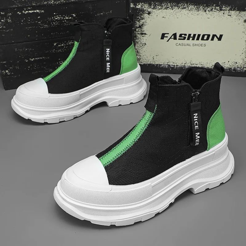 Fashion Zipper Design Men High Top Sneakers Autumn White Casual Sports Shoes Men Comfort Height Increasing Men's Platform Shoes
Fashion Zipper Design Men High Top Sneakers Autumn White Casual Sports Shoes Men Comfort Height Increasing Men's Platform Shoes