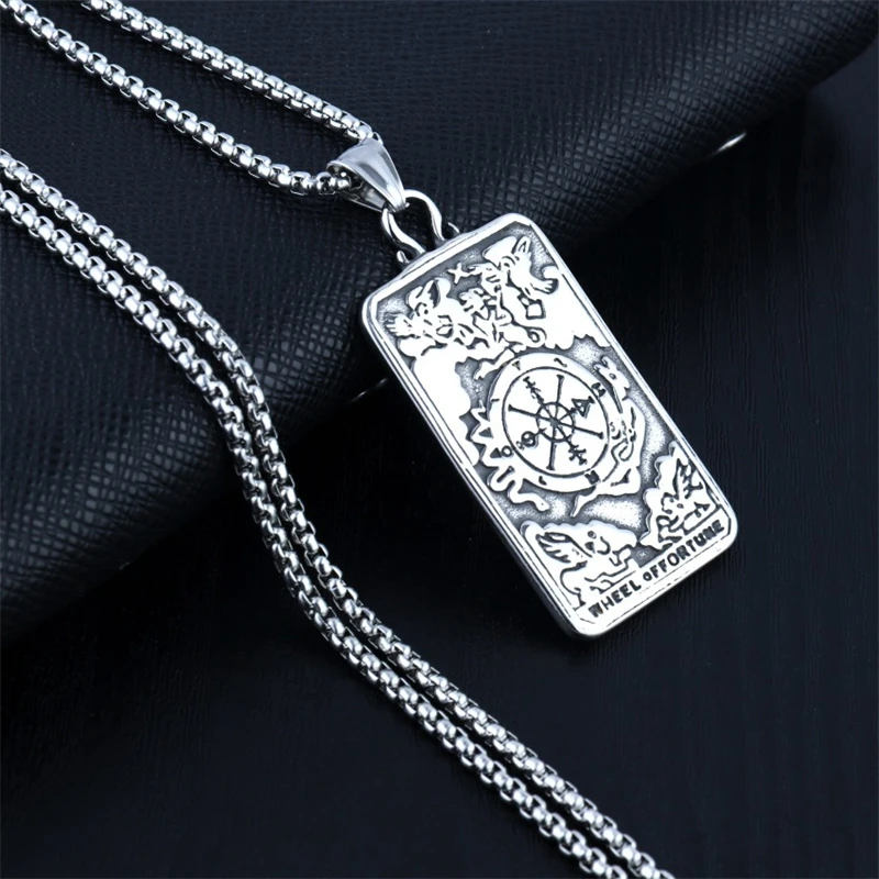 Stainless Steel Vintage Tarot Pendant Men's Punk Titanium Steel Embossed Pendant Necklace Fashion Jewelry Men's Gift
Stainless Steel Vintage Tarot Pendant Men's Punk Titanium Steel Embossed Pendant Necklace Fashion Jewelry Men's Gift
