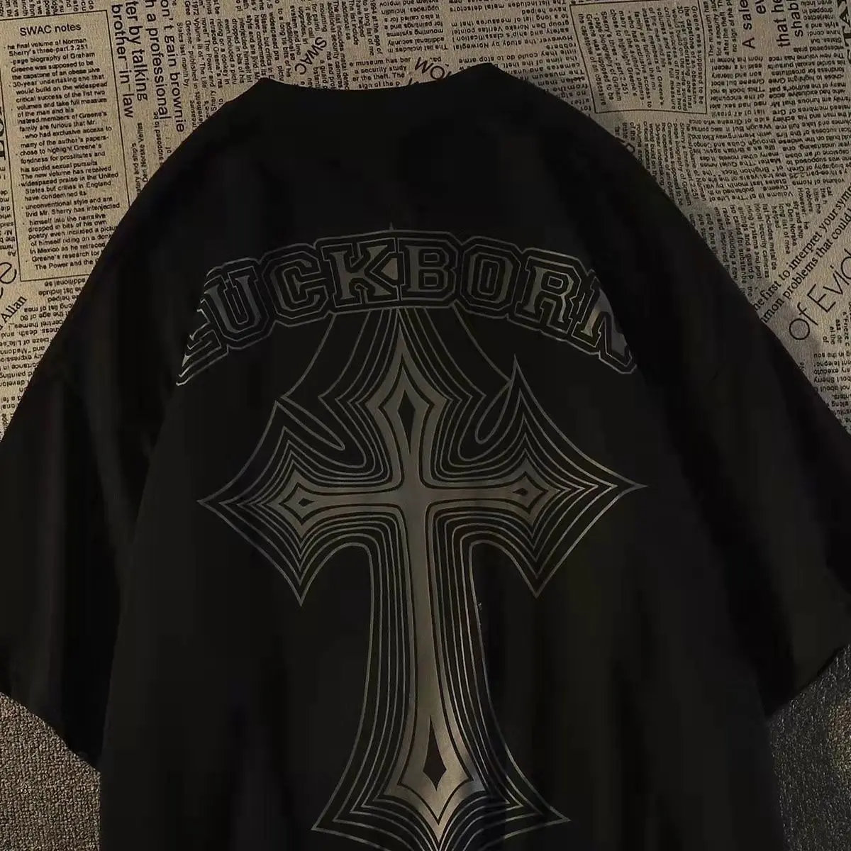 American Cotton American Simple Cross Short Sleeve T-shirt Men and Women INS Summer Loose Retro Half Sleeve Couple Top Clothing
American Cotton American Simple Cross Short Sleeve T-shirt Men and Women INS Summer Loose Retro Half Sleeve Couple Top Clothing