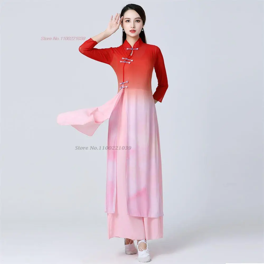 2024 ancient chinese vintage dance costume gradient color cheongsam tops+pants chinese dance practice performance chiffon dress
2024 ancient chinese vintage dance costume gradient color cheongsam tops+pants chinese dance practice performance chiffon dress
