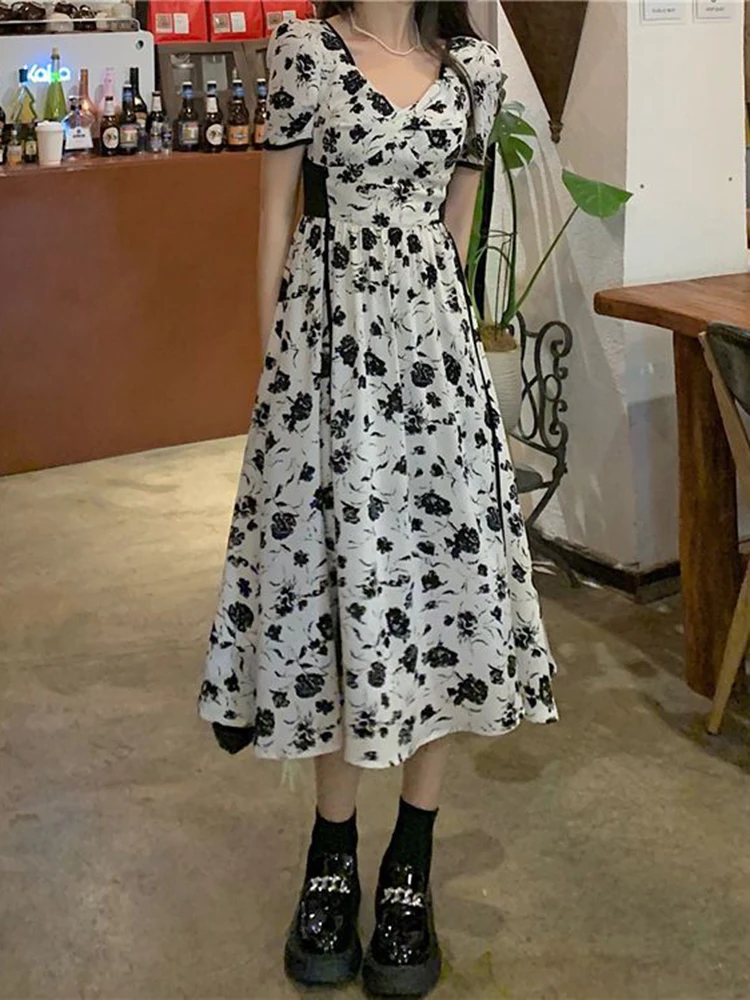 Jmprs High Waist Women Midi Dress Fashion Print Floral Summer Shorts Sleeve Ladies Dress Sexy V Neck Korean Casual Vestidos
Jmprs High Waist Women Midi Dress Fashion Print Floral Summer Shorts Sleeve Ladies Dress Sexy V Neck Korean Casual Vestidos