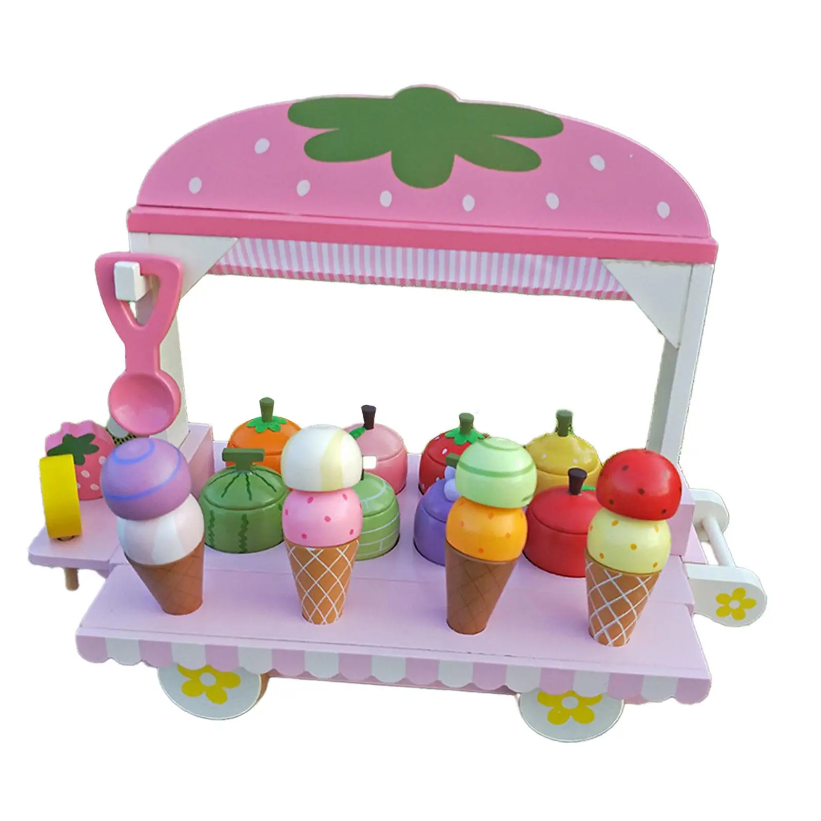 

Деревянная тележка для мороженого для детей, деревянная игрушка для ролевых игр, игрушка-имитация мороженого для детей, мальчиков, девочек, детские праздничные подарки