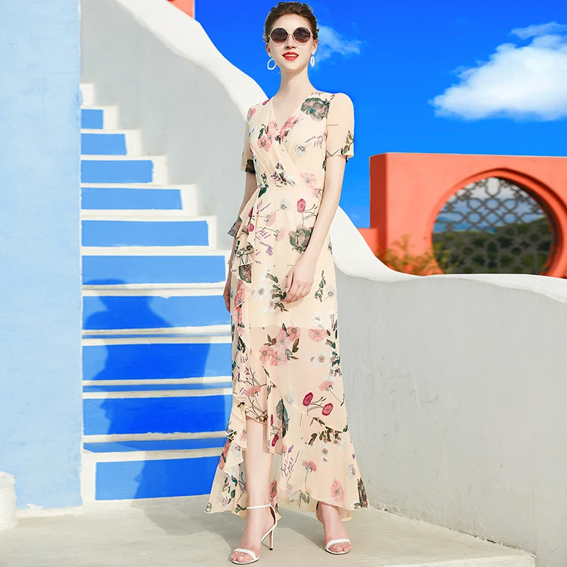Printed Beach Style Vacation Long Dress Holidays Clothing Photograph Birthday Dress Short Sleeve Ruffles Petal Gorgeous Dress
Printed Beach Style Vacation Long Dress Holidays Clothing Photograph Birthday Dress Short Sleeve Ruffles Petal Gorgeous Dress