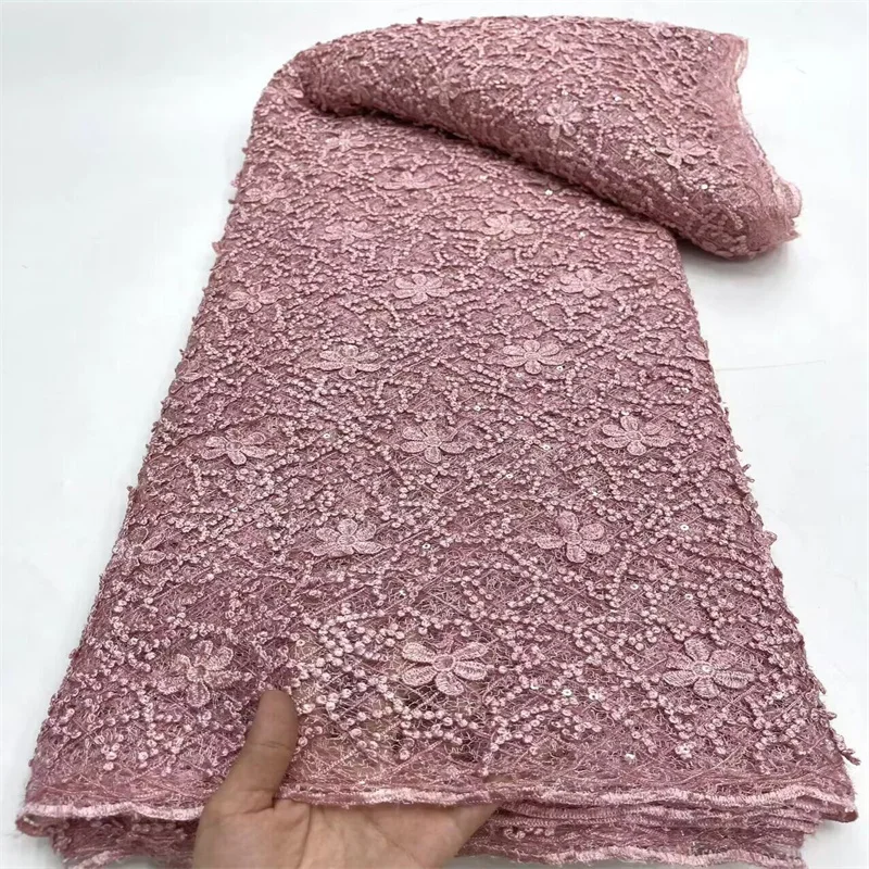 2024 Pink Elegant Soft African Lace Fabric 5 Yards High Quality French Tulle Sequins Embroidery Nigerian Wedding Asoebi Fabric
2024 Pink Elegant Soft African Lace Fabric 5 Yards High Quality French Tulle Sequins Embroidery Nigerian Wedding Asoebi Fabric