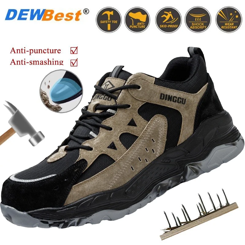 

Men's new four seasons light soft lightweight non-slip steel head anti-smash anti-puncture comfortable work safety wear shoes