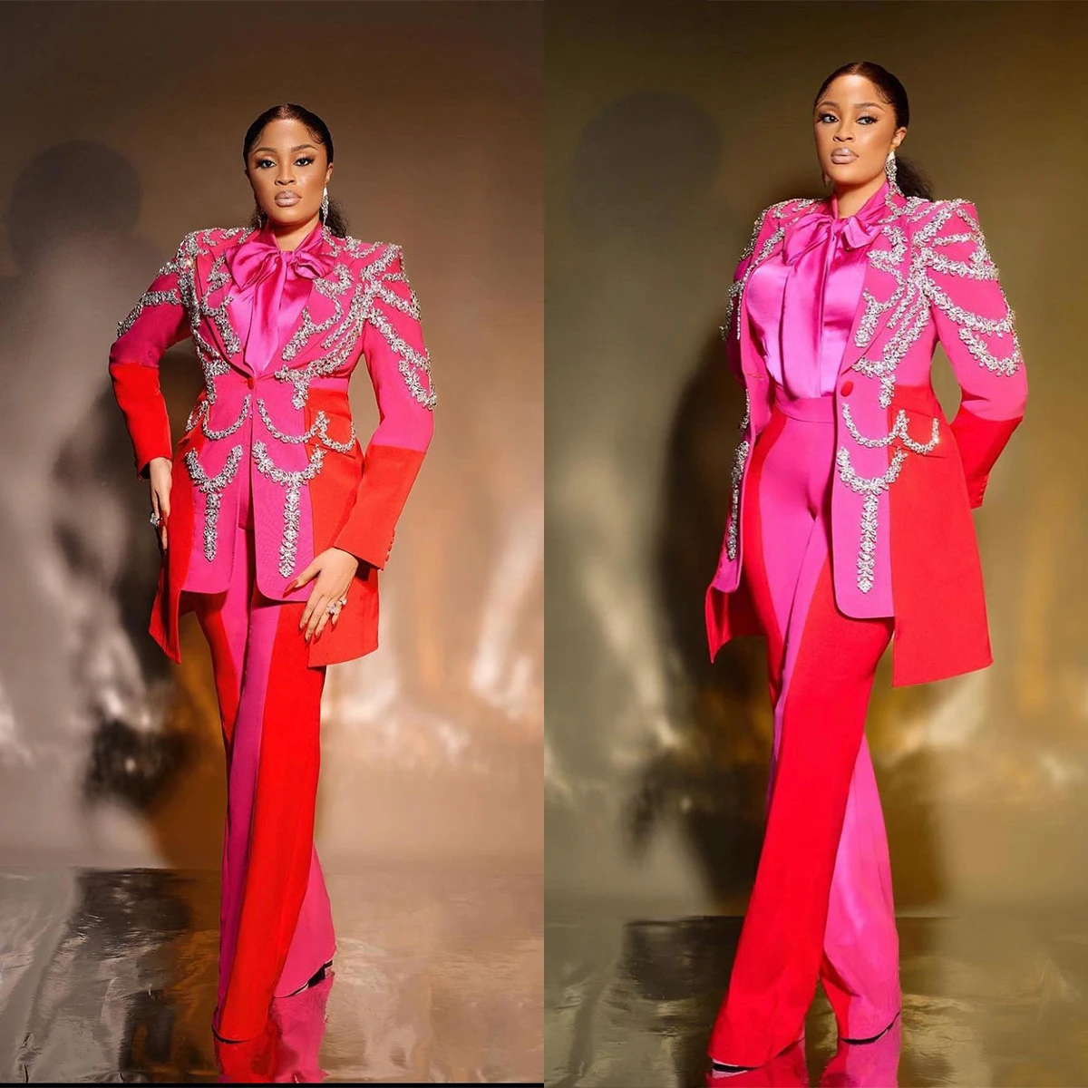 Luxury Women Custom Made Tuxedos 2 Pieces Sequins Beading Lady Blazer Suits Female High Waist Pants
Luxury Women Custom Made Tuxedos 2 Pieces Sequins Beading Lady Blazer Suits Female High Waist Pants