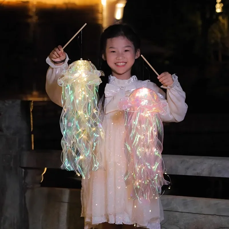 

Праздничный фонарь для середины осени, сумка из материала ручной работы, детский портативный фонарь для детского сада, лампа-Медуза