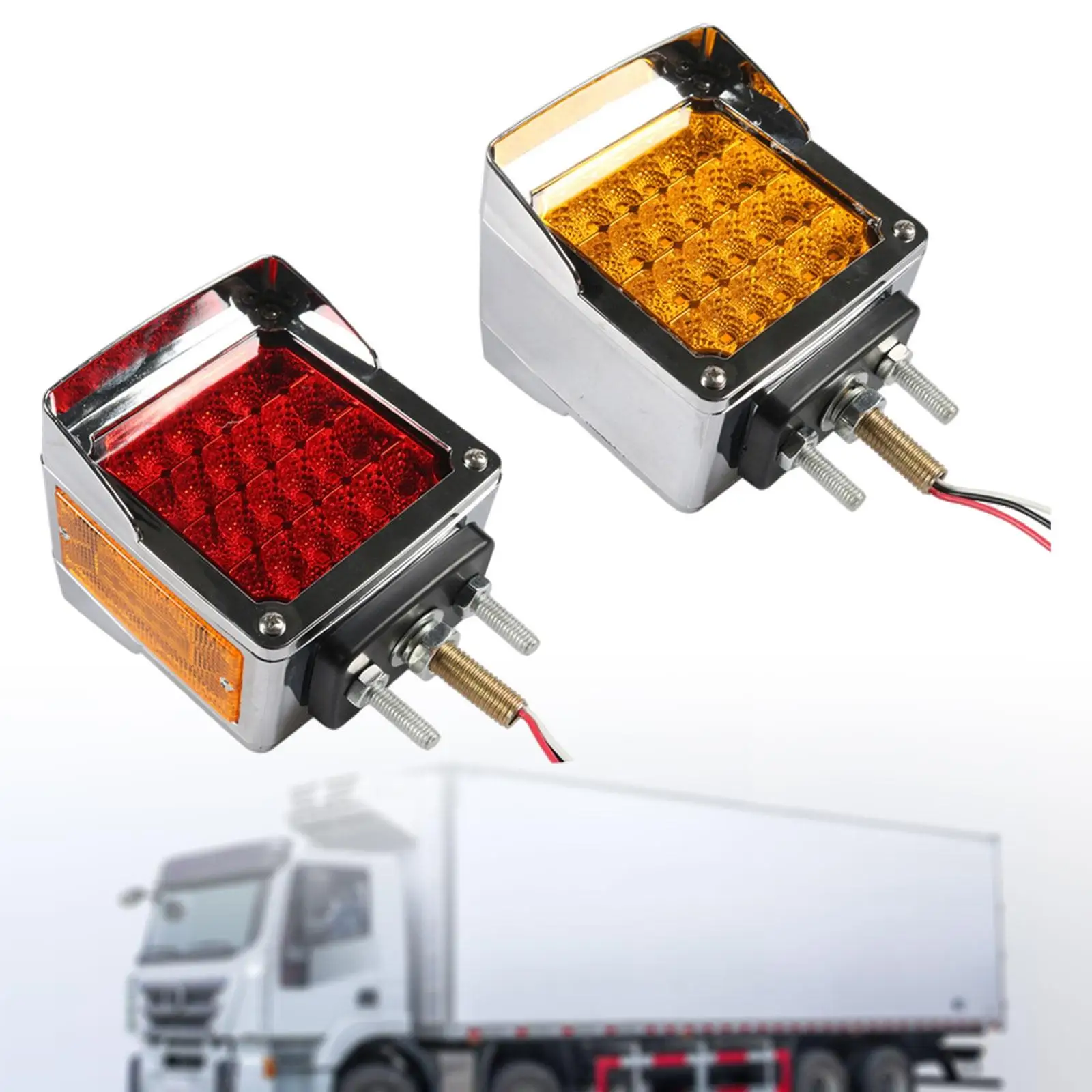 

2x 60 LED Square Pedestal Lights Square Design Automotive Accessory Easy to Install Side Marker Lights for Truck Trailer