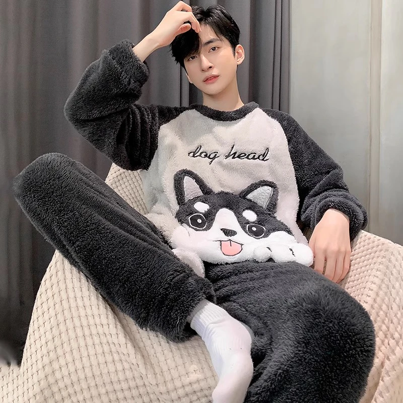 Winter Pijama Sets For Men 2PCS Adult Korean Loose Cartoon Cat Sleepwear Round Neck Pyjama Male Loungewear Thicken Soft Pijamas
Winter Pijama Sets For Men 2PCS Adult Korean Loose Cartoon Cat Sleepwear Round Neck Pyjama Male Loungewear Thicken Soft Pijamas