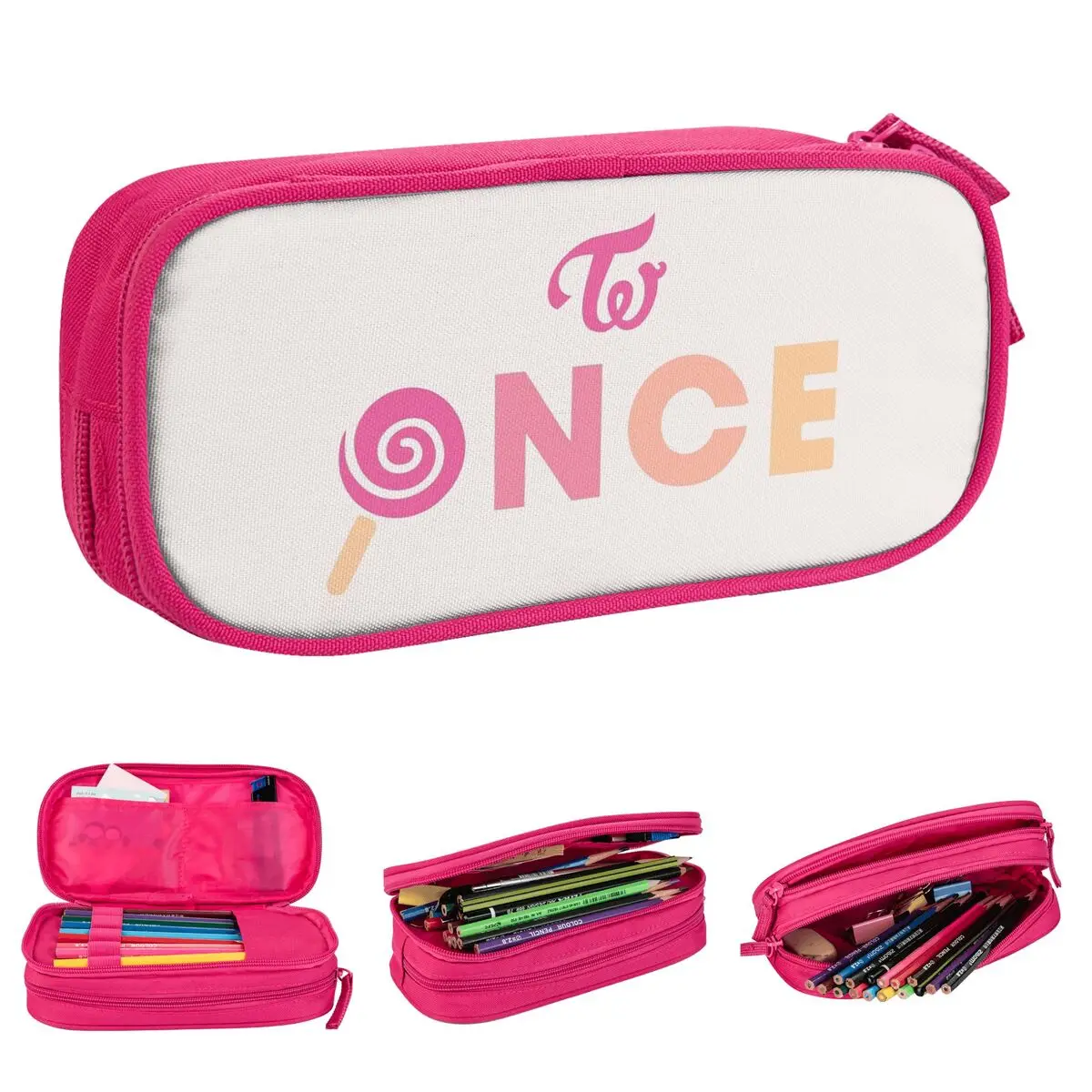 

ONCE TWICE Kpop Fan Gift Pencil Cases Fun Pen Holder Bags Student Big Capacity School Supplies Gift Pencil Pouch