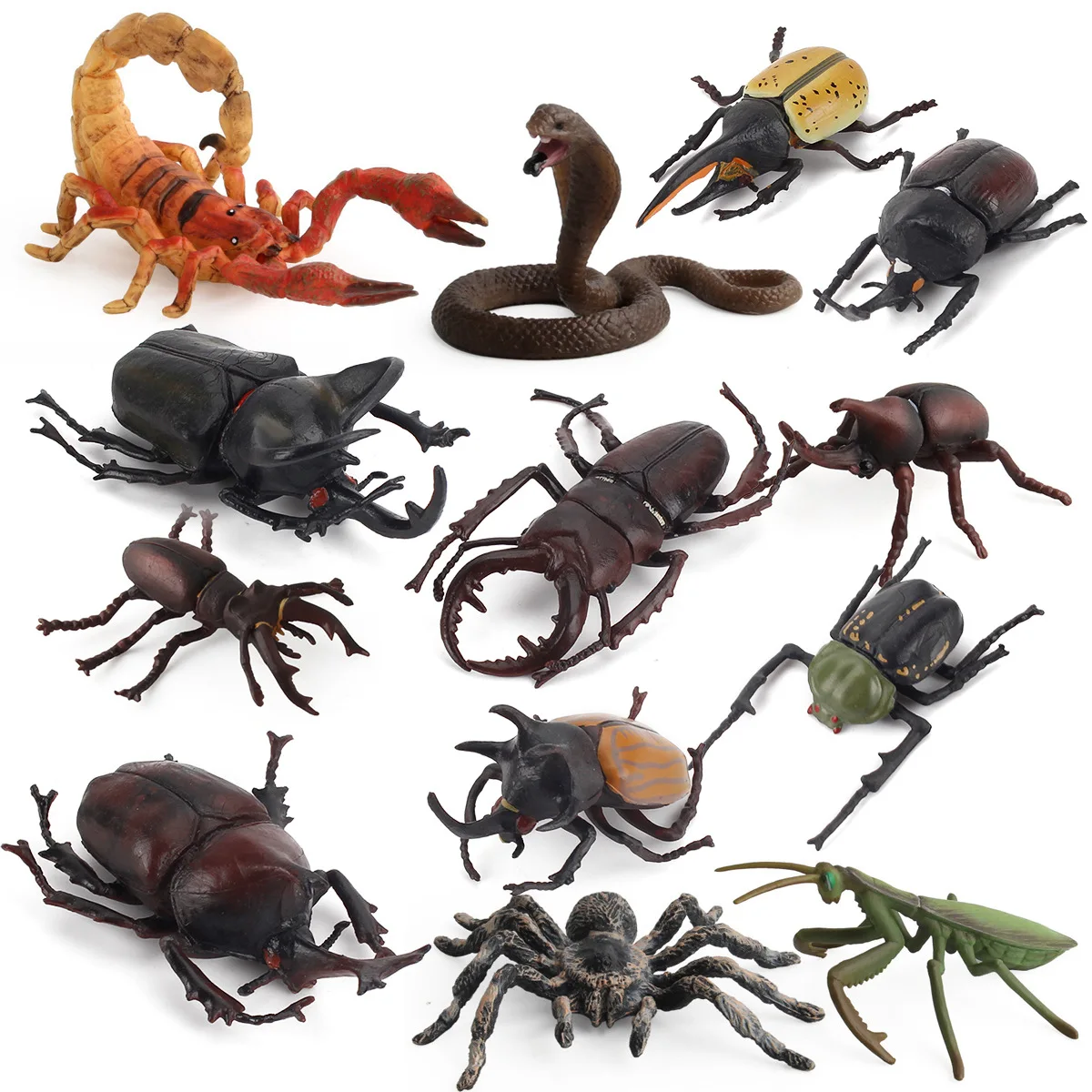 

Миниатюрная модель в виде насекомых, модель животного, Декор, имитация кобры, мантис, жук, экшн, детские развивающие когнитивные игрушки