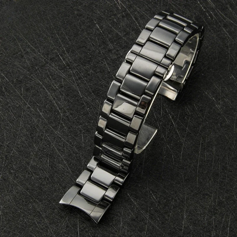 

Watch Accessories Steel Strap for Armani AR1451 1452 1400 1410 1421 144 Black Brushed Ceramic Watch Band Ceramic Texture