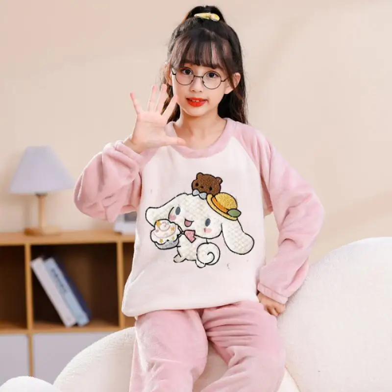 

Sanrio Kawaii Kuromi Anime Pompompurin New Pochacco Pyjamas Cute Cartoon Cinnamoroll Thickened Warm Homewear Kids Gift