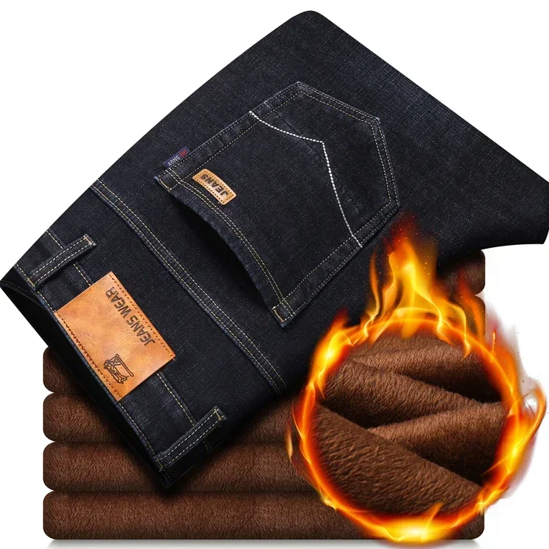 Winter Large Size Plush Denim Men's Autumn and Winter Loose Straight Stretch Men's Thickened Warm Pants Black Blue 28-40
Winter Large Size Plush Denim Men's Autumn and Winter Loose Straight Stretch Men's Thickened Warm Pants Black Blue 28-40