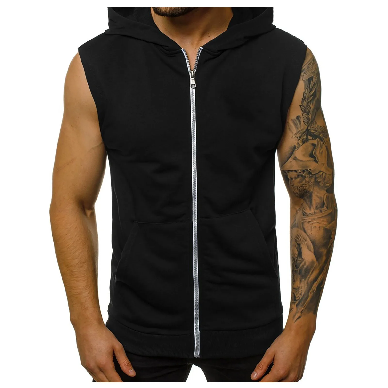 Gym Clothing Men Zipper Up Workout Hooded Tank Tops With Pockets Bodybuilding Sleeveless Muscle T Shirt Fitness Training Hoodies
Gym Clothing Men Zipper Up Workout Hooded Tank Tops With Pockets Bodybuilding Sleeveless Muscle T Shirt Fitness Training Hoodies