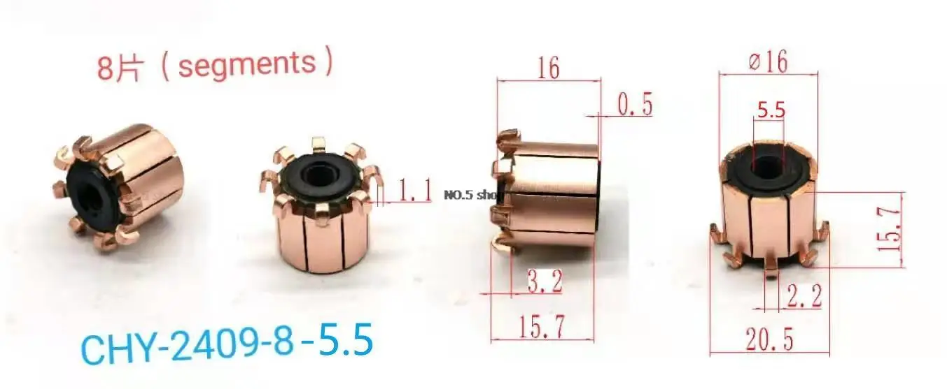 5pcs 16x5.5x15.7(16)*8P Copper Bars Electric Motor Commutator
5pcs 16x5.5x15.7(16)*8P Copper Bars Electric Motor Commutator