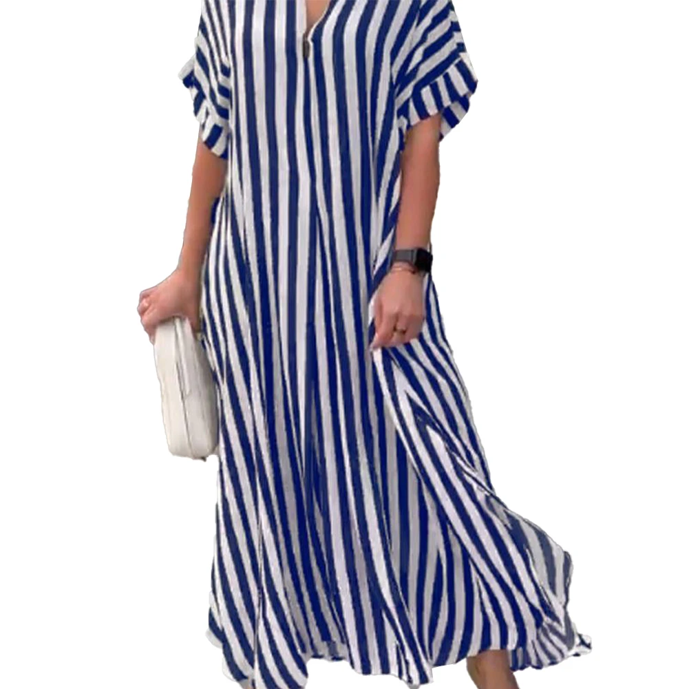 Women's Summer Beach V Neck Maxi Dress Short Sleeve Loose Stripe Kaftan Long Dress for Delightful Beach Days or Casual Outings
Women's Summer Beach V Neck Maxi Dress Short Sleeve Loose Stripe Kaftan Long Dress for Delightful Beach Days or Casual Outings