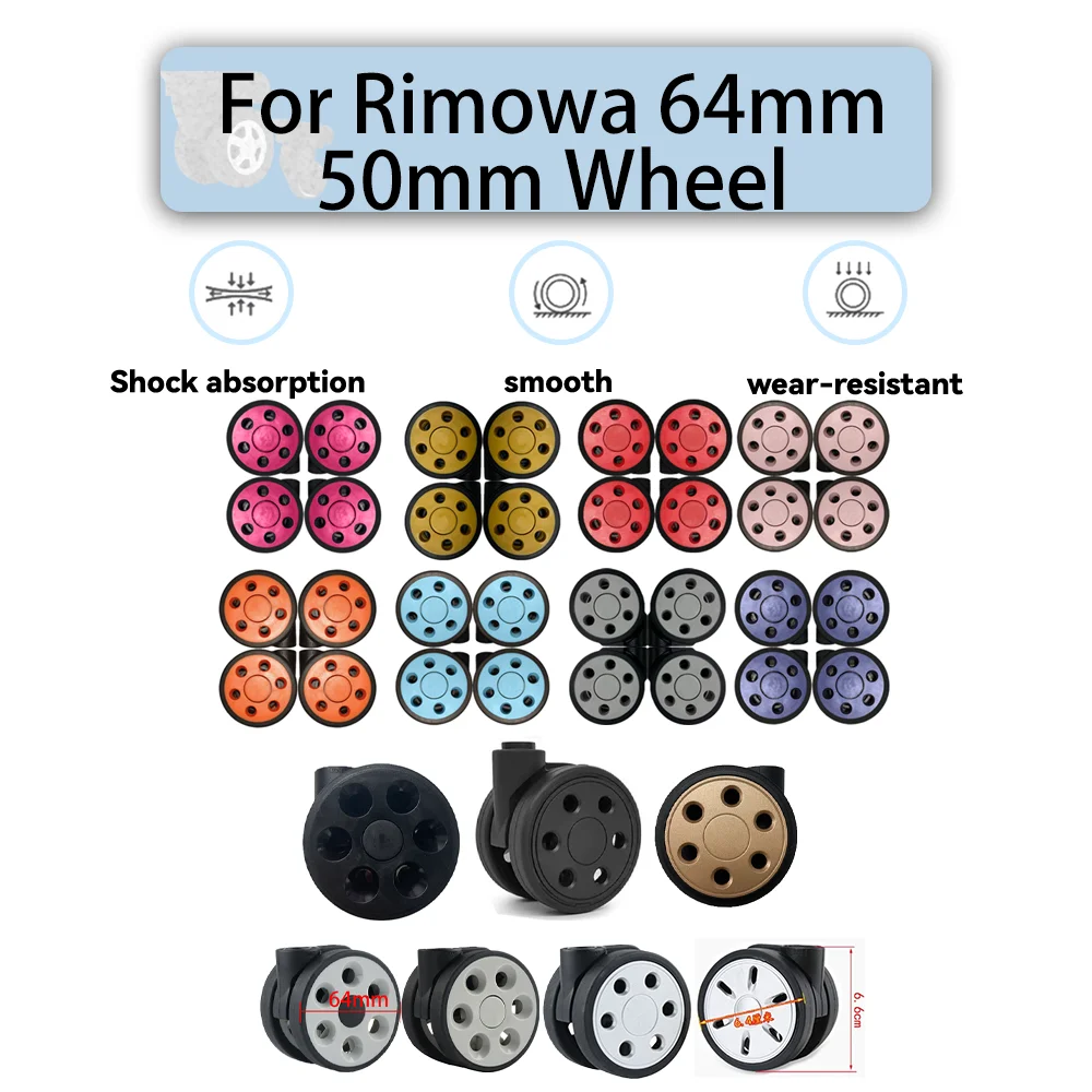 For Rimowa 64mm 50mm-Color Silent Wheel Universal Wheel Travel Suitcase Repair Travel Accessories Wheels Smooth Save Effort
For Rimowa 64mm 50mm-Color Silent Wheel Universal Wheel Travel Suitcase Repair Travel Accessories Wheels Smooth Save Effort