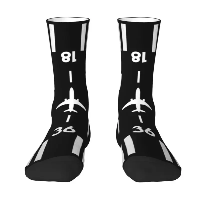

Airport Runway Traffic Controller Men's Crew Socks Unisex Fun 3D Printed Aviation Airplane Pilot Aviator Dress Socks