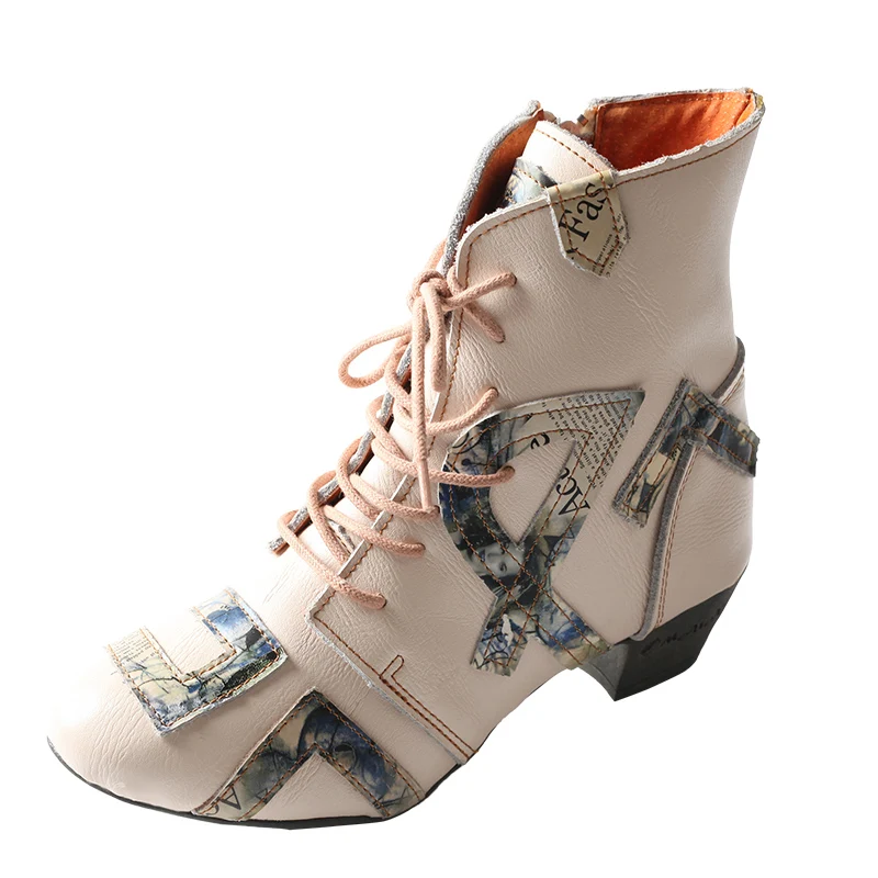 TMA EYES Newspaper-pattern Applique Leather Women's Fashion Boots With Hand Stitching
TMA EYES Newspaper-pattern Applique Leather Women's Fashion Boots With Hand Stitching