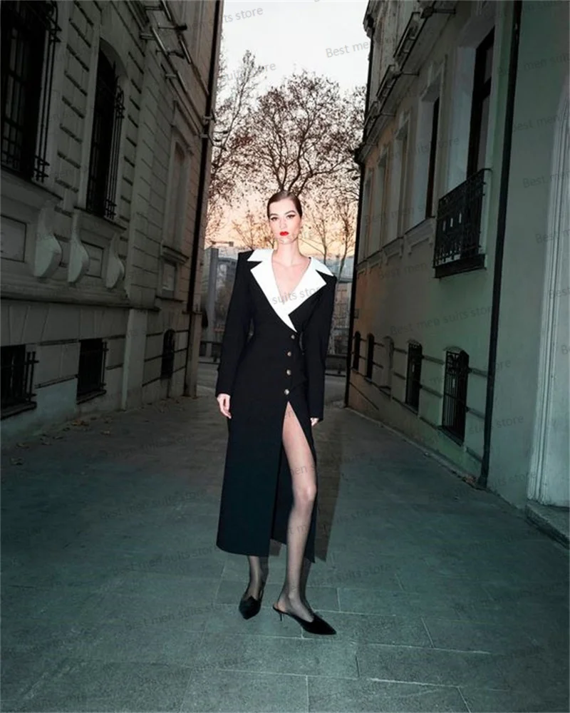 Elegant Autumn Women Dress Suit Long Blazer Formal Office Lady Jacket Wedding Prom Dress Custom Made Black White Patchwork Color
Elegant Autumn Women Dress Suit Long Blazer Formal Office Lady Jacket Wedding Prom Dress Custom Made Black White Patchwork Color