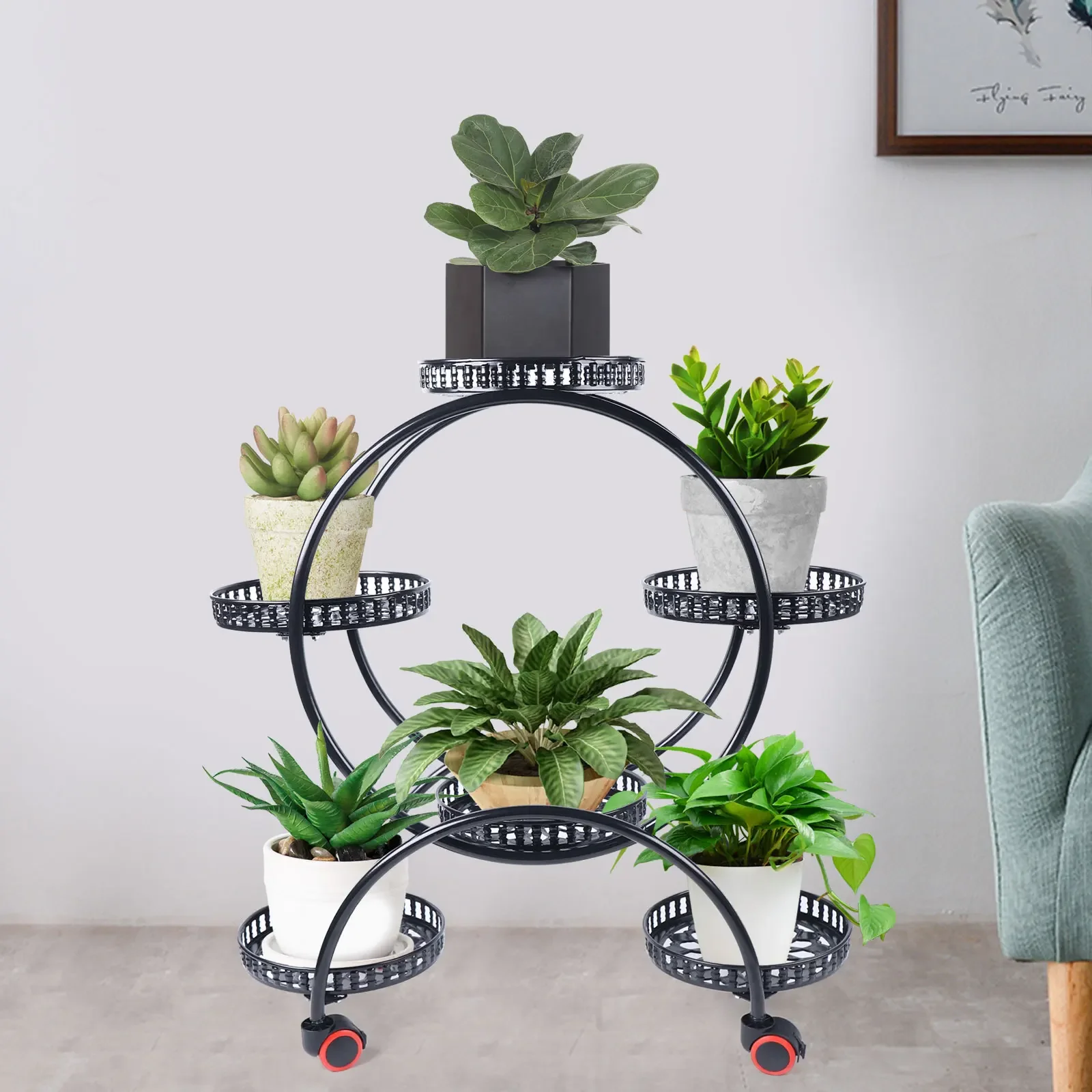 

Soportes de Metal para plantas, 6 macetas, soporte de flores para Patio, jardín, sala de estar, esquina, balcón y dormitorio (ne