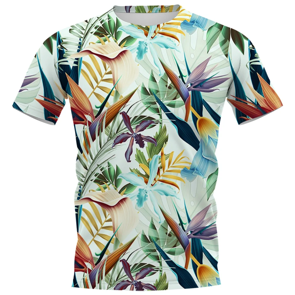 

2023 Hawaiian T-shirt, Polynesian tropical plant leaf print, beach, home fashion T-shirt, oversized and comfortable