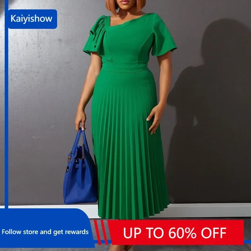 Women Pleated Midi Dresses Short Sleeve Ruffles Elegant Green Yellow A Line Spring Summer Chic Fashion Gown Party Birthday Robes
Women Pleated Midi Dresses Short Sleeve Ruffles Elegant Green Yellow A Line Spring Summer Chic Fashion Gown Party Birthday Robes