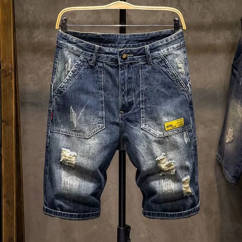 Men's Loose Fashion Work Denim Shorts Summer Fashion Hole Large Size Jeans Short Pants
Men's Loose Fashion Work Denim Shorts Summer Fashion Hole Large Size Jeans Short Pants
