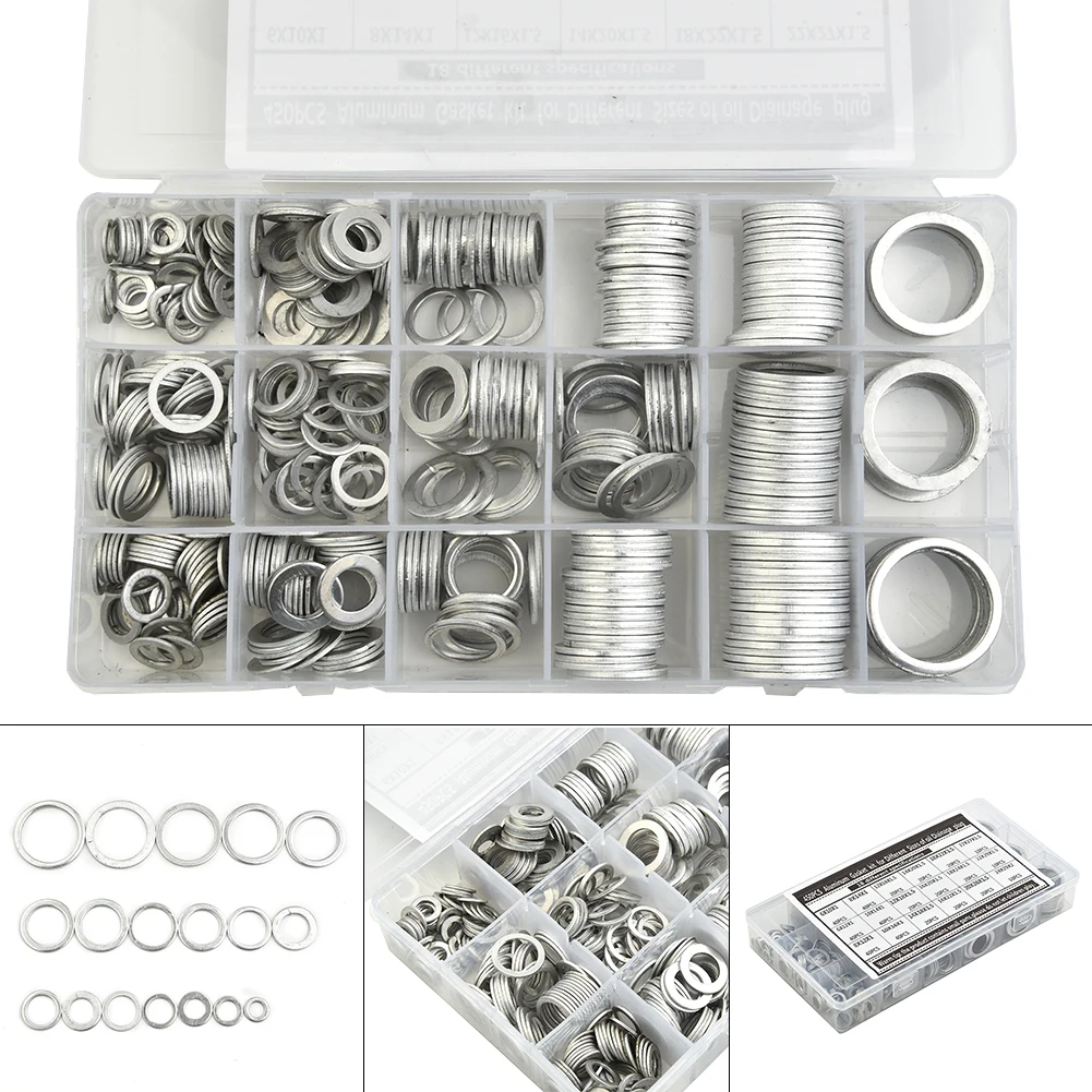 450pcs Gasket Oil Drain Plug Aluminum Washer Gasket Wear Resistant With Plastic Box Washing Machine Accessories
450pcs Gasket Oil Drain Plug Aluminum Washer Gasket Wear Resistant With Plastic Box Washing Machine Accessories