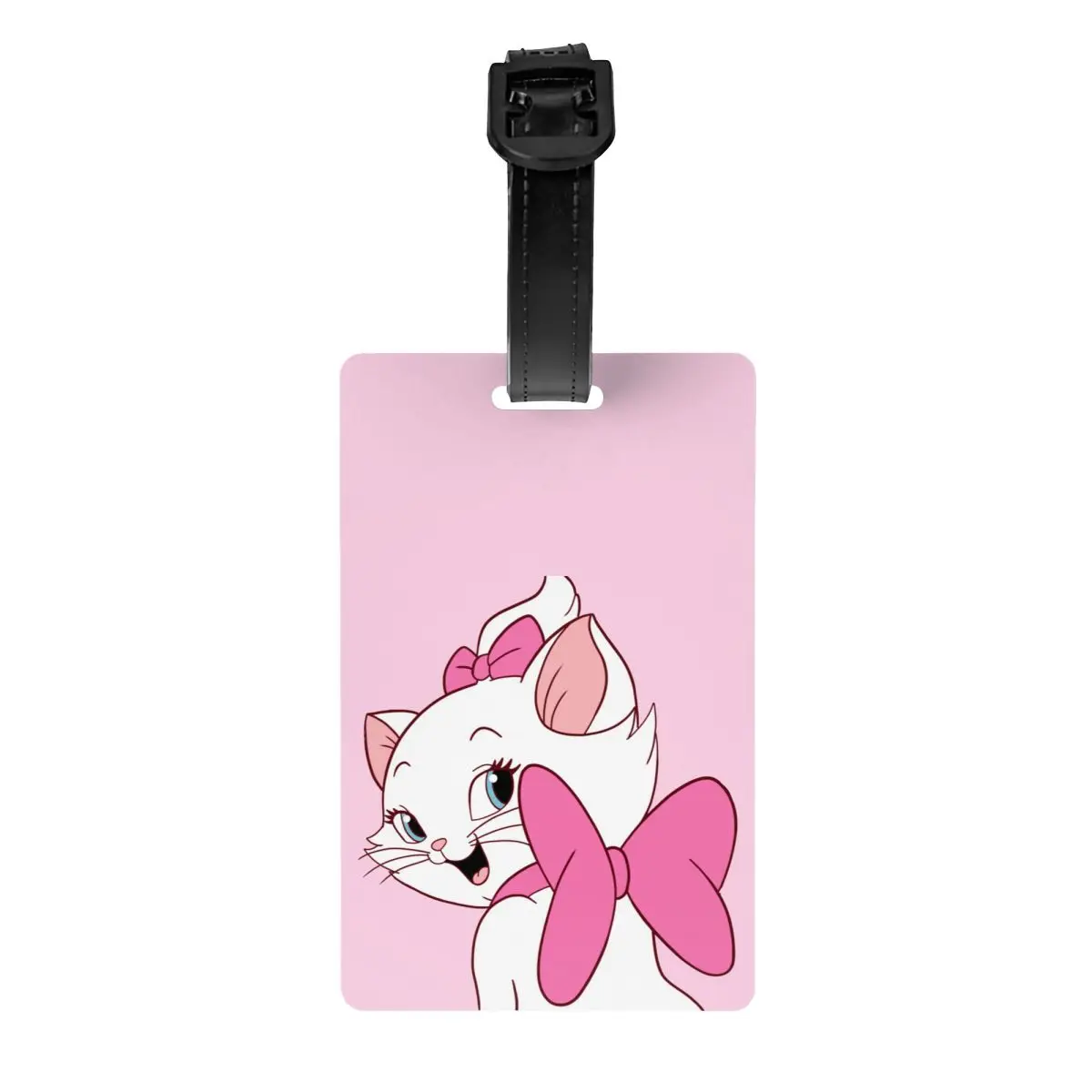 

Aristocats Cute Baby Kitty Bows Looking Back Luggage Tag With Name Card Privacy Cover ID Label for Travel Bag Suitcase