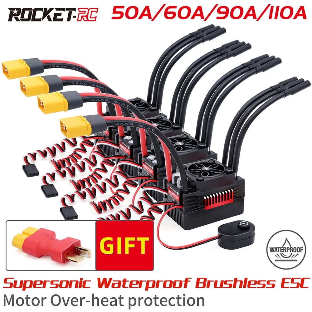 Rocket V2 Supersonic 45A 60A 90A 110A ESC Waterproof Brushless Speed Controller with 5.8V/5A BEC for 3650 Motor 1:10 RC Car Part
Rocket V2 Supersonic 45A 60A 90A 110A ESC Waterproof Brushless Speed Controller with 5.8V/5A BEC for 3650 Motor 1:10 RC Car Part