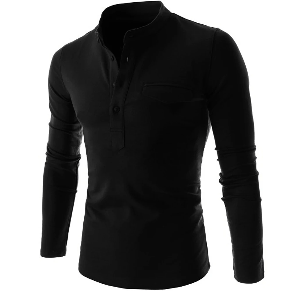 Men's Warm Casual Buttons Stand Henley Neck T-Shirt Elastic Long Sleeve Solid Color Slim Fit Pullover Tops T Shirts Man Clothing
Men's Warm Casual Buttons Stand Henley Neck T-Shirt Elastic Long Sleeve Solid Color Slim Fit Pullover Tops T Shirts Man Clothing