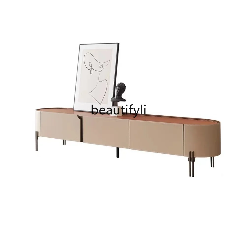 Italian Affordable Luxury Style TV Cabinet PU Leather Floor Cabinet Minimalist Low Cabinet Living Room Rounded Storage 
Italian Affordable Luxury Style TV Cabinet PU Leather Floor Cabinet Minimalist Low Cabinet Living Room Rounded Storage