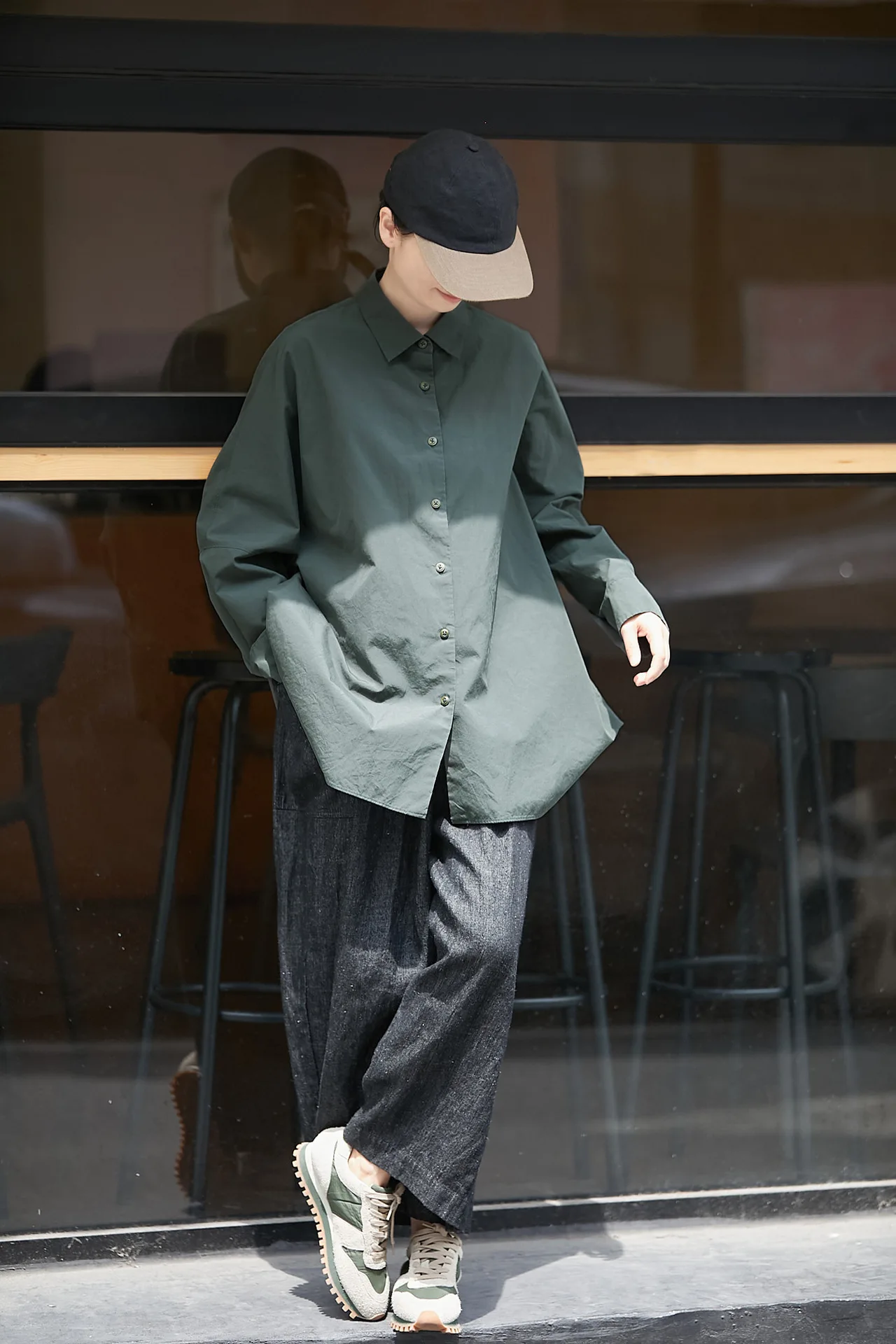 Women's Double Layered Woven Lapel Open Front Shirts, Autumn Style, Long Staple Cotton, Grey and Green, C3391
Women's Double Layered Woven Lapel Open Front Shirts, Autumn Style, Long Staple Cotton, Grey and Green, C3391