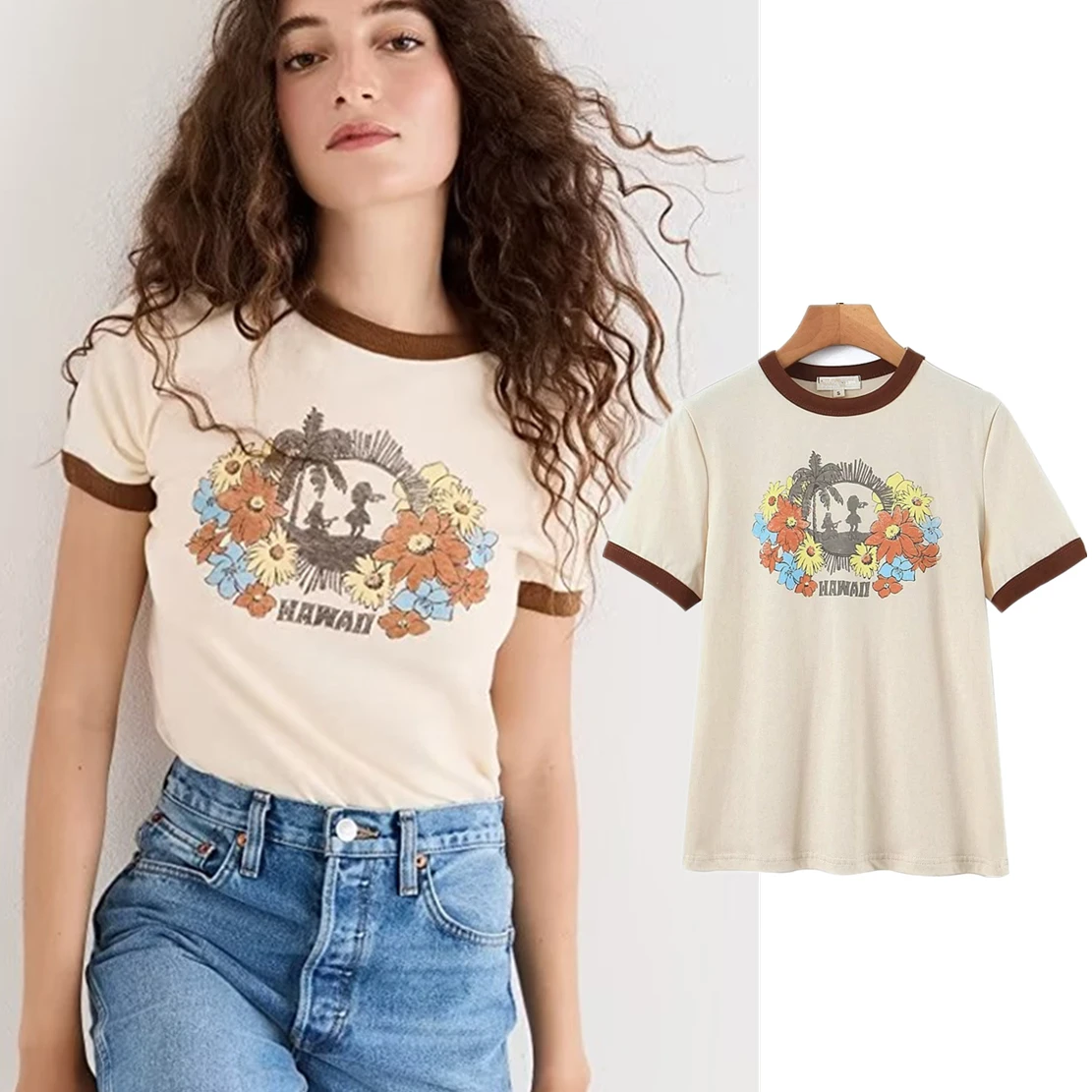Elmsk 2023 Summer Vintage Printed Contrast Cotton T-shirt Ins Blogger Round Neck Top Women
Elmsk 2023 Summer Vintage Printed Contrast Cotton T-shirt Ins Blogger Round Neck Top Women