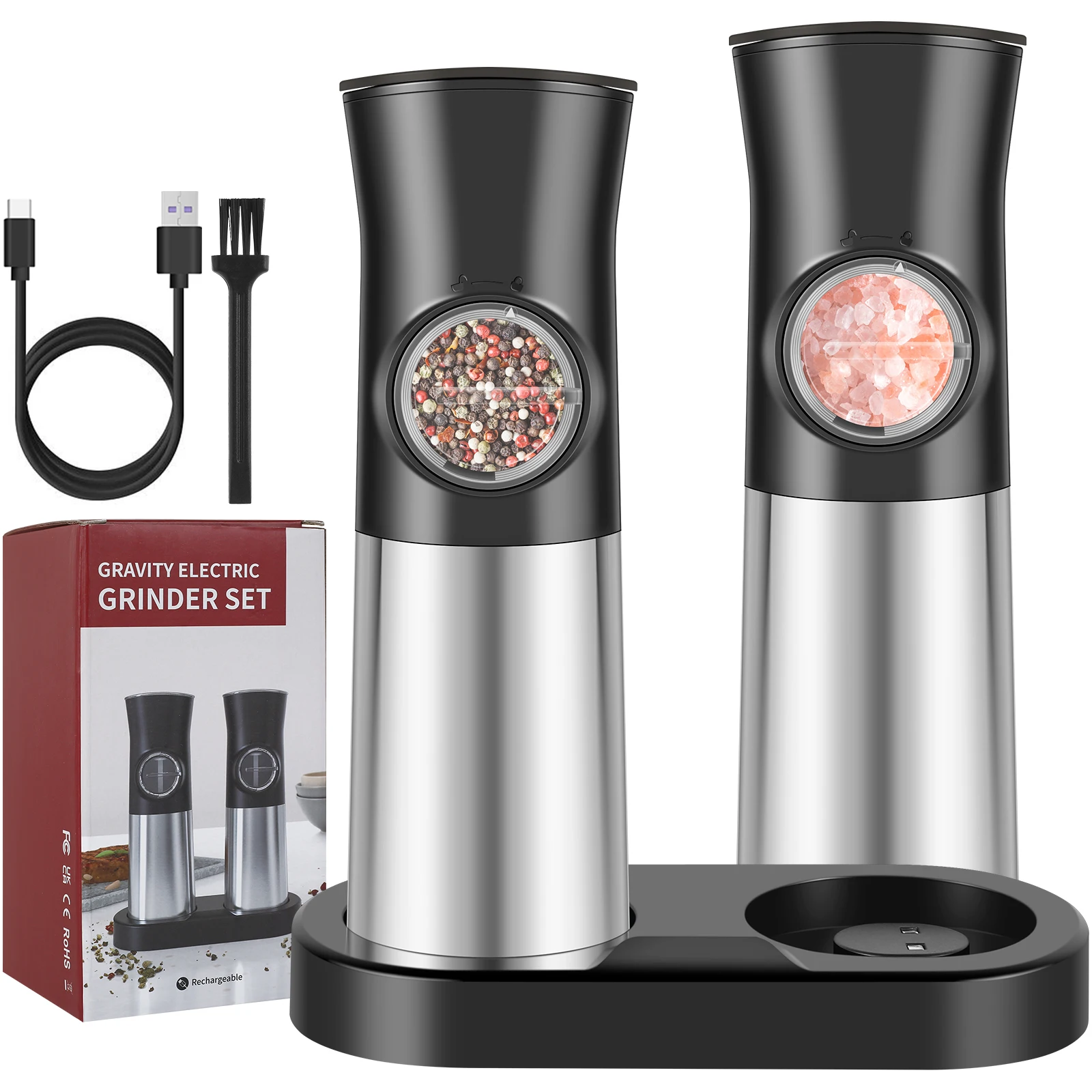 Electric Pepper Grinder Automatic Refillable Adjustable Pepper Mill Rechargeable Base Salt Spice Grinder Kitchen Gadgets
Electric Pepper Grinder Automatic Refillable Adjustable Pepper Mill Rechargeable Base Salt Spice Grinder Kitchen Gadgets