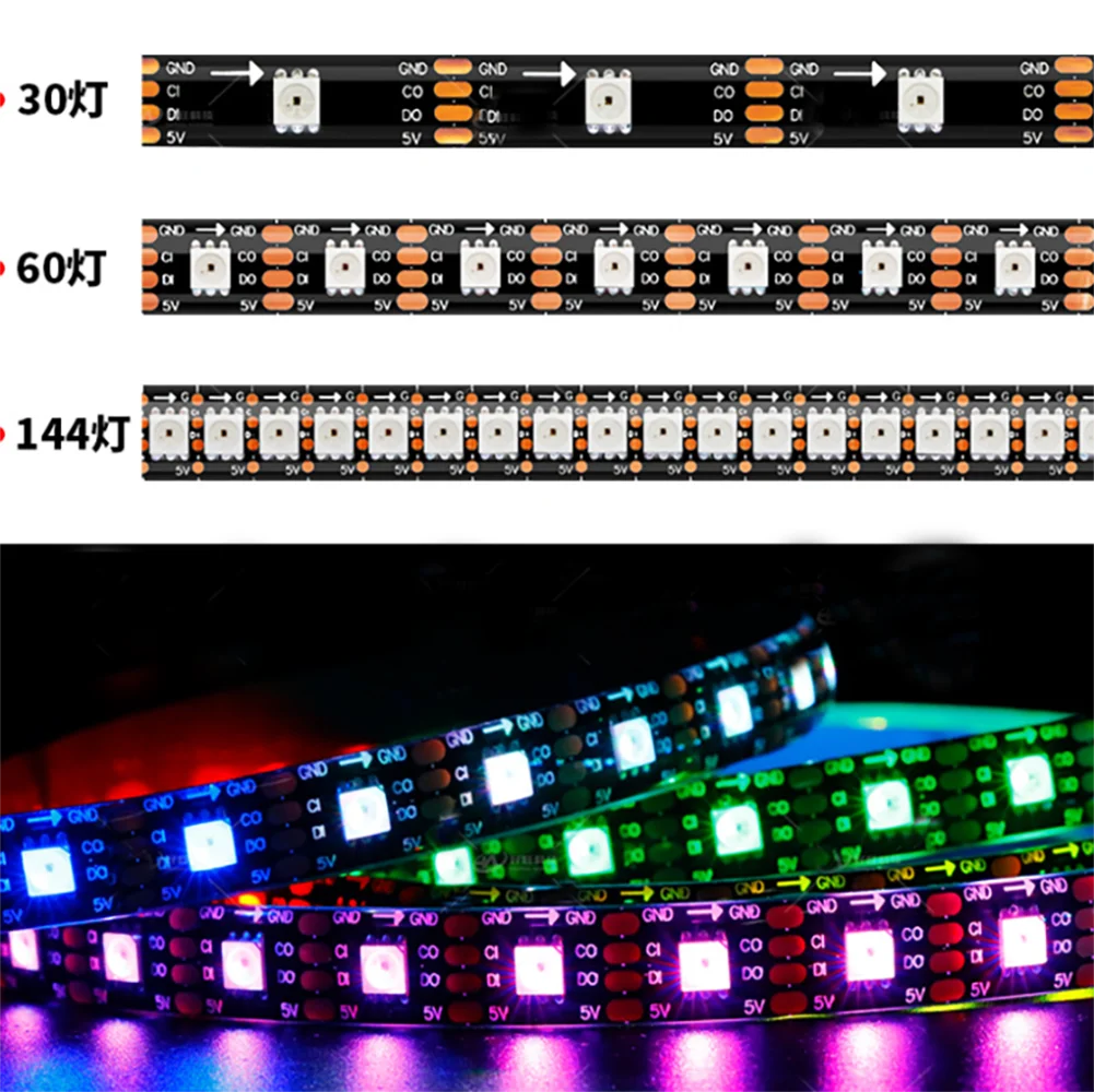 1m/5m High Density APA107 APA102 Upgrade Version RGB Strip Light HD107S Led Strip Fast PWM 30/60/144 Pixels Black/White PCB DC5V
1m/5m High Density APA107 APA102 Upgrade Version RGB Strip Light HD107S Led Strip Fast PWM 30/60/144 Pixels Black/White PCB DC5V