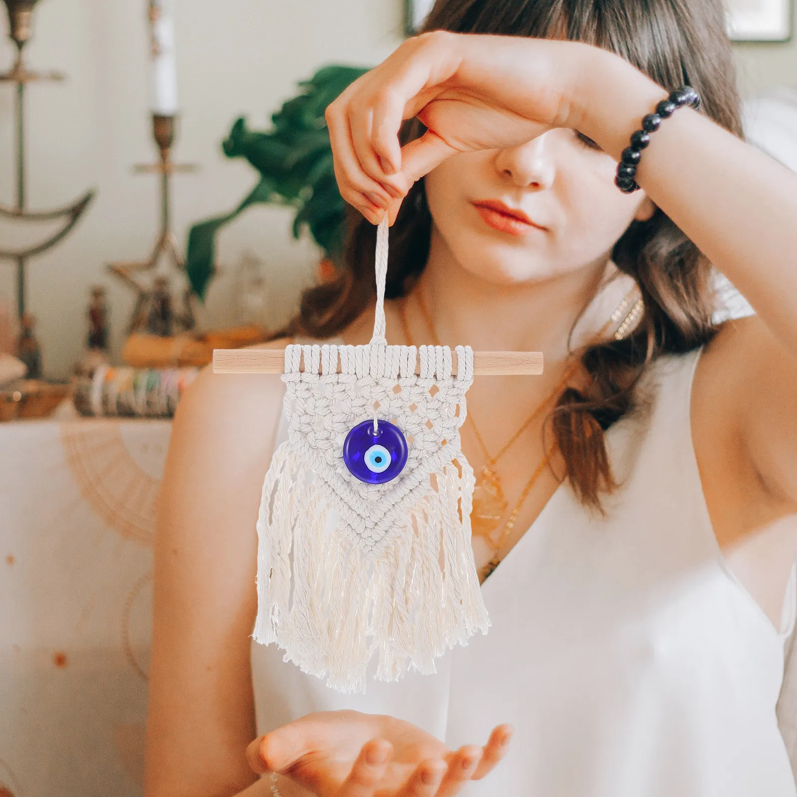 Pure White Macrame Pendant - Small Boho Wall Hanging with Big Impact 1 Sab44077a0dc34cd68c183e0e53094f56z