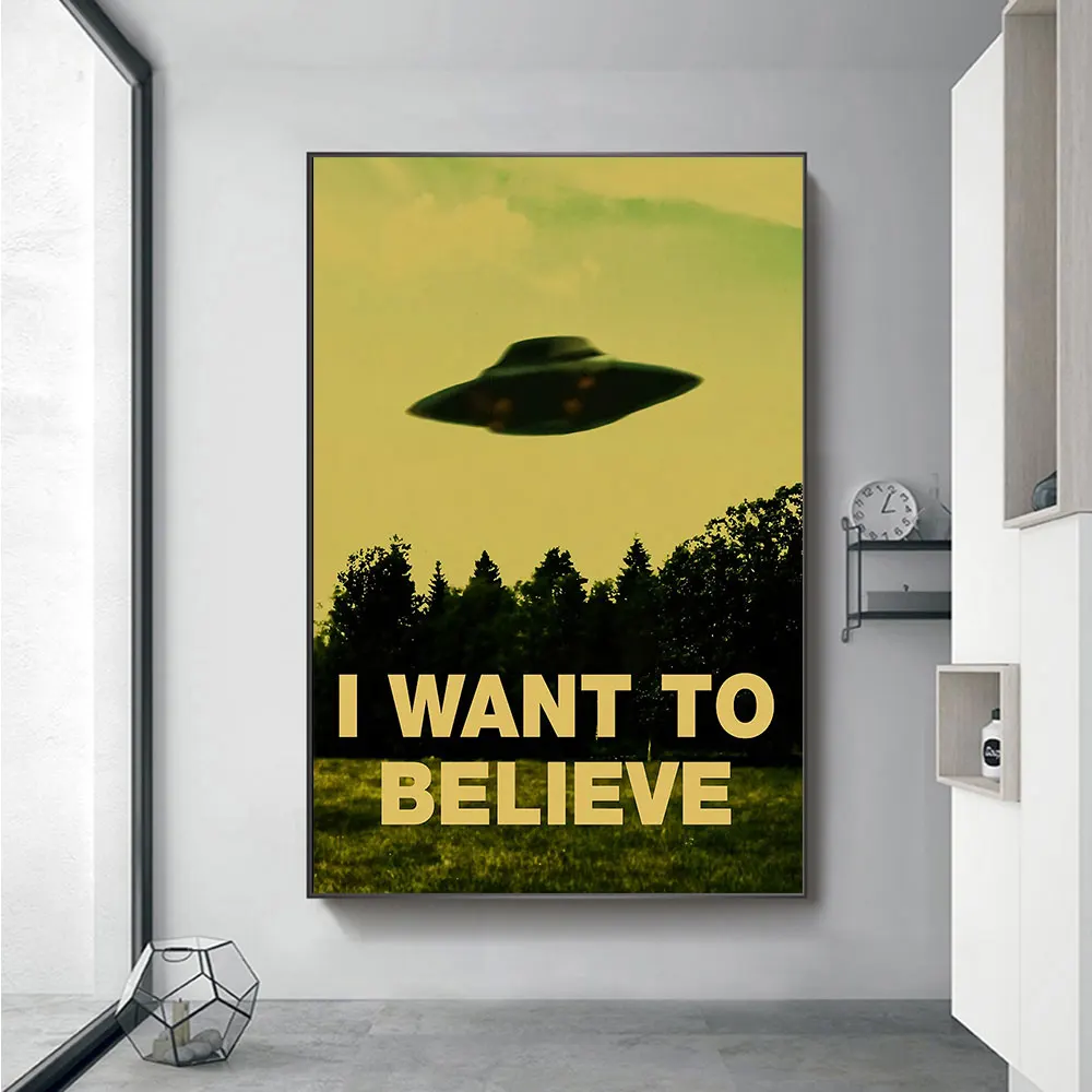 Alien UFO I Want To Believe Landscape Posters and Print Modern Canvas Painting Wall Art Picture for Living Room Home Decoration
Alien UFO I Want To Believe Landscape Posters and Print Modern Canvas Painting Wall Art Picture for Living Room Home Decoration