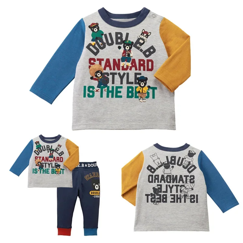 

Цельнокроеная одежда, детская одежда, футболка с длинным рукавом, Детская футболка с надписью «db» и вышивкой «Black Bear», детский топ с круглым вырезом