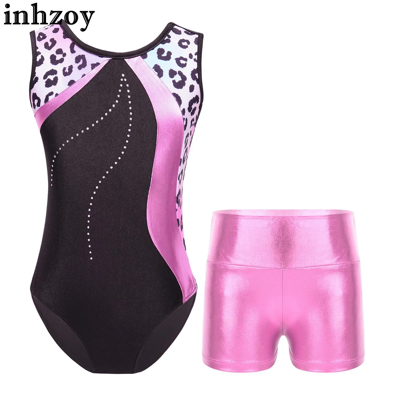 Kids Girl Gymnastic Ballet Dance Outfit Sleeveless Printed Patchwork Leotard with Metallic High Waist Shorts Ballerina Dancewear
Kids Girl Gymnastic Ballet Dance Outfit Sleeveless Printed Patchwork Leotard with Metallic High Waist Shorts Ballerina Dancewear