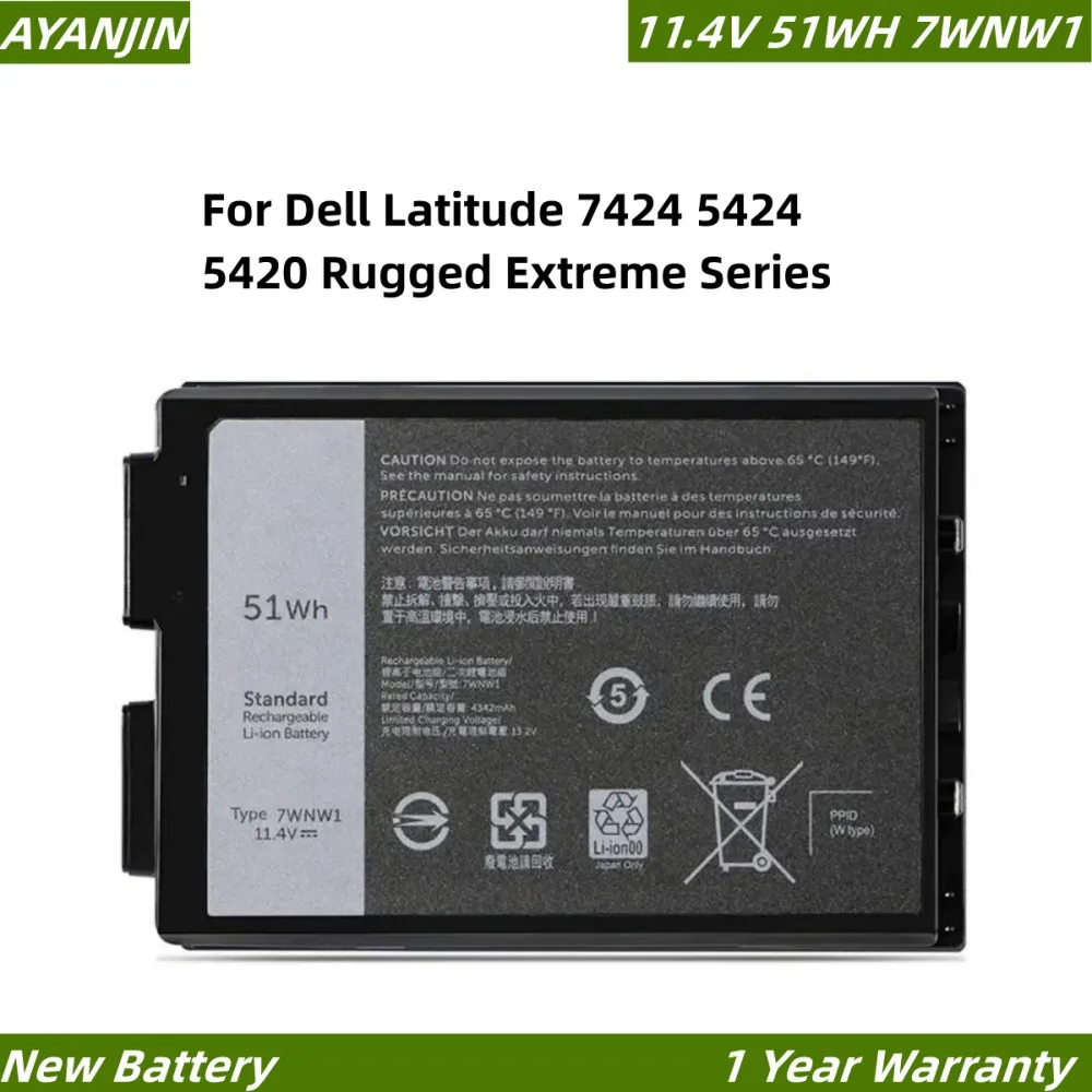7WNW1 11.4V 51Wh Laptop Battery for Dell Latitude 7424 5424 5420 Rugged Extreme Series Notebook P85G P86G DMF8C 0DMF8C
7WNW1 11.4V 51Wh Laptop Battery for Dell Latitude 7424 5424 5420 Rugged Extreme Series Notebook P85G P86G DMF8C 0DMF8C