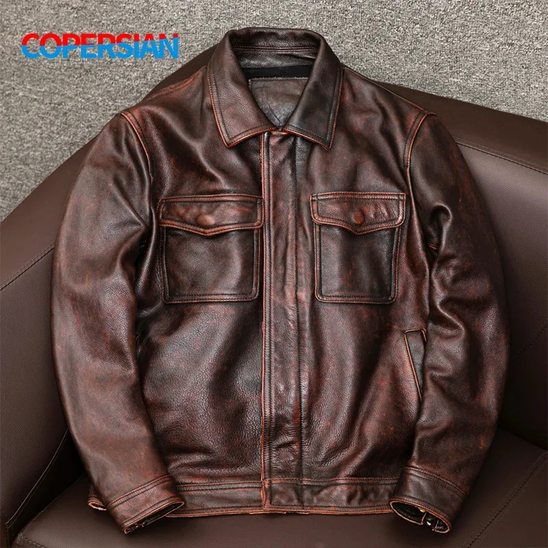Shipping! Free Red Brown Vintage Leather Jacket Men's Top Oversized Motorcycle Slim Coat
Shipping! Free Red Brown Vintage Leather Jacket Men's Top Oversized Motorcycle Slim Coat