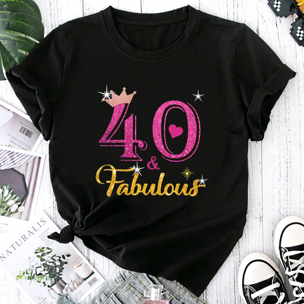 My Birthday 40 year T-Shirts Crown Graphic Print Birthday Party Gift Women Clothes Female Short Sleeve Fashion Loose Tees Tops
My Birthday 40 year T-Shirts Crown Graphic Print Birthday Party Gift Women Clothes Female Short Sleeve Fashion Loose Tees Tops