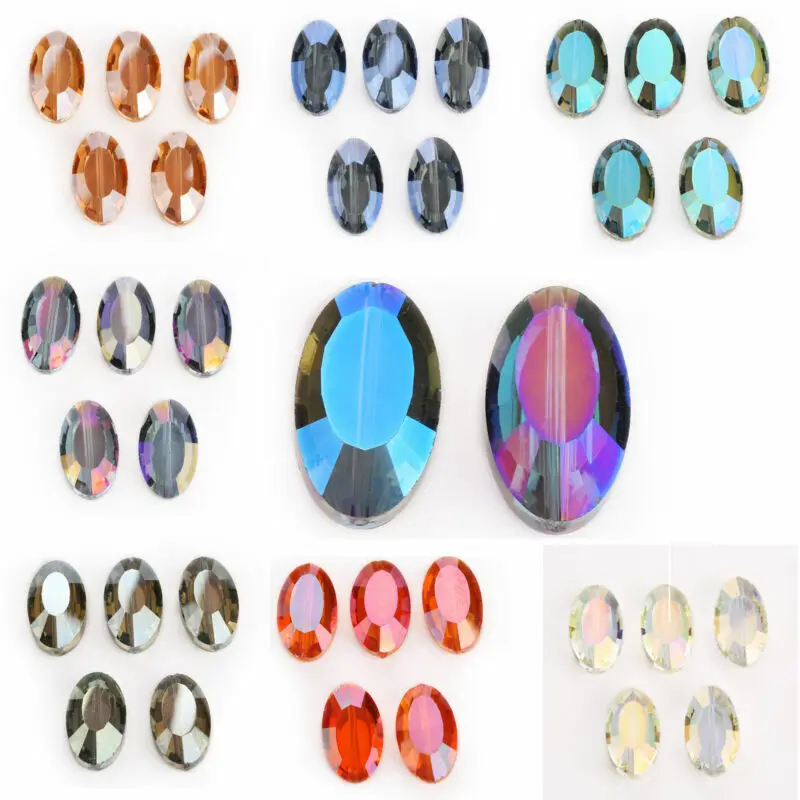 

5pcs 22mm Finding Crystal Spacer Bead Jewelry Making Crafts Diy Rondelle Glass Oval Teardrop Faceted Loose Beads