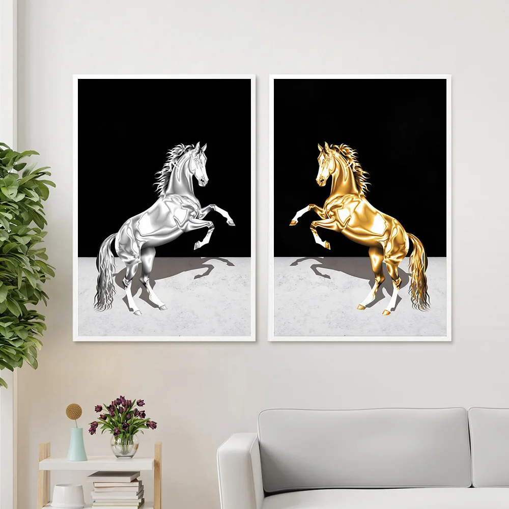 Nordic Wall Art Golden And Silver Horse Posters Modern Home Decor Luxury Animal Canvas Prints Oil Painting For Living Room
Nordic Wall Art Golden And Silver Horse Posters Modern Home Decor Luxury Animal Canvas Prints Oil Painting For Living Room